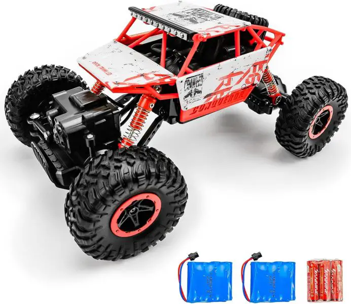 Cheerwing 1:18 Rock Crawler 2.4Ghz Remote Control Car 4WD Off Road RC Monster Truck 2 Battery(Red)