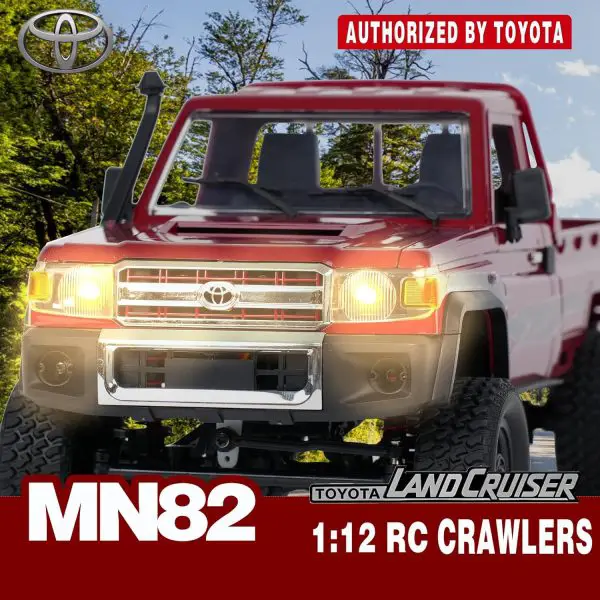 MN-82 RC Rock Crawler Car 1/12 Scale Toyota Pickup Truck , 2.4GHz 4WD Off-Road Remote Control Truck, 2-Speed Modes, 2×1200mAh Batteries, All-Terrain Crawler for Adults Kids Indoor Outdoor (whth Gift)