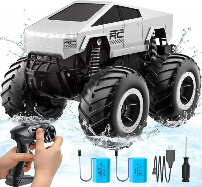 Remote Control Car Off-Road Pick-up Truck, 4WD Waterproof Cybertruck Toy RC Cars for All Terrain, 1:16 Scale Hobby Monster Truck Toys 2.4GHz Vehicles Kids Gifts for Boys/Girls Age 6 7 8 9 10-12+