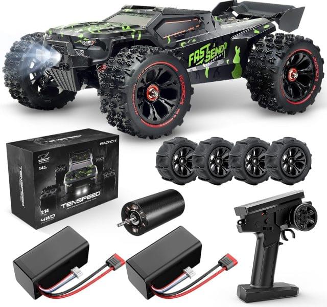 1/14 Brushless RC Cars for Adults Fast 50+ mph, RC Trucks 4x4 Offroad Waterproof, Electric Powered High Speed Remote Control Car, Scary Fast Extreme RC Truggy with 3S Battery for Snow Sand