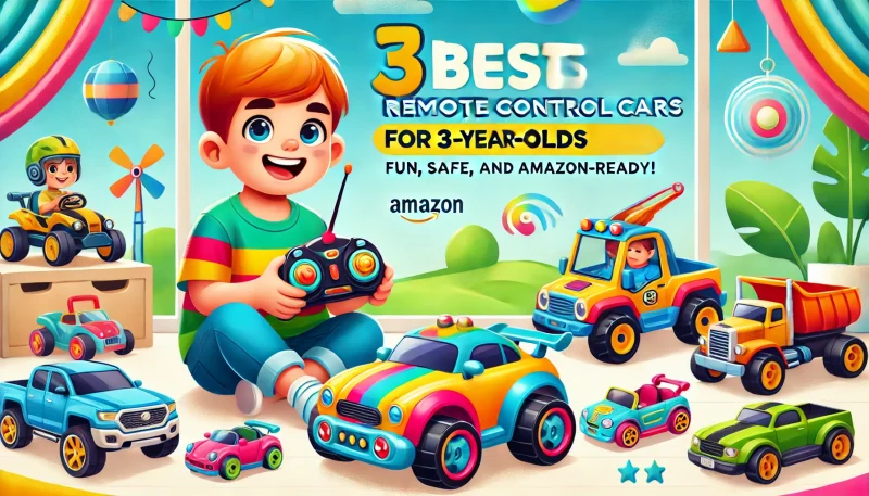 a poster of a boy playing with toys