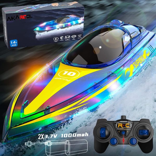 RC Boats with 2 Rechargeable Battery Whole Body Waterproof